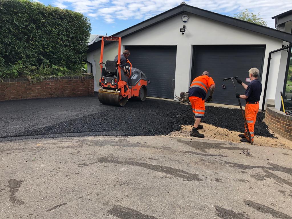 This is a photo of a bitumen driveway which is in the process of being installed by Camberwell Road Tech